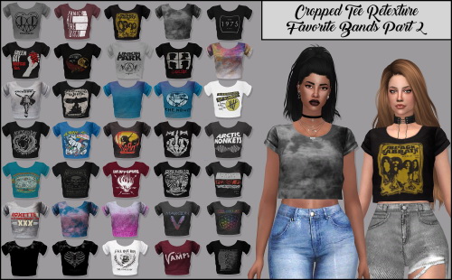 Sims 4 Cropped Tee Retexture Favorite Bands Part 2 at Lumy Sims
