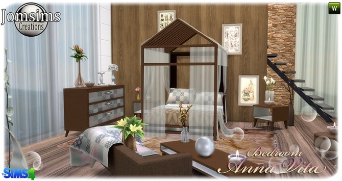 Sims 4 Anna Vita bedroom at Jomsims Creations
