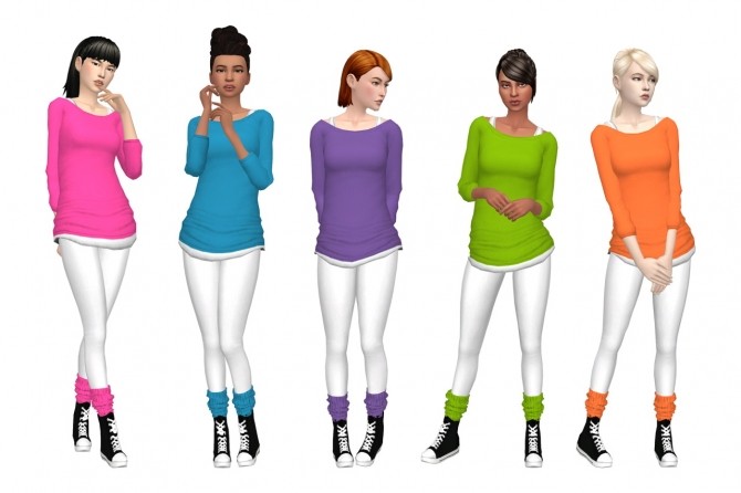 Sims 4 Sleeve tops and knit socks recolors at Deeliteful Simmer
