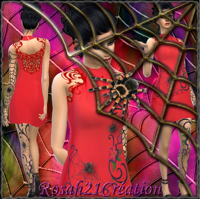 Sims 4 Spider dress by Rosa at Sims Dentelle