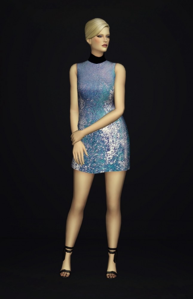 Sims 4 Sequined silk turtleneck dress at Rusty Nail