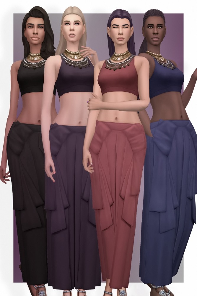 Sims 4 EP03 Necklace Top & Paneled Skirt at Busted Pixels