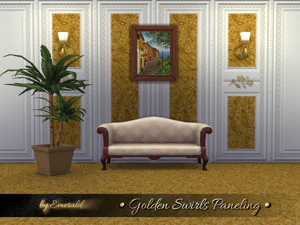 Sims 4 Golden Swirls Paneling by emerald at TSR