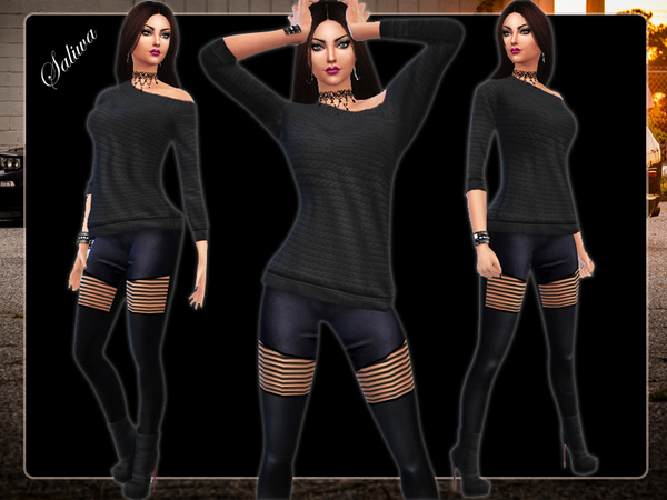 Sims 4 Ella Leather Pants Leggings by Saliwa at TSR