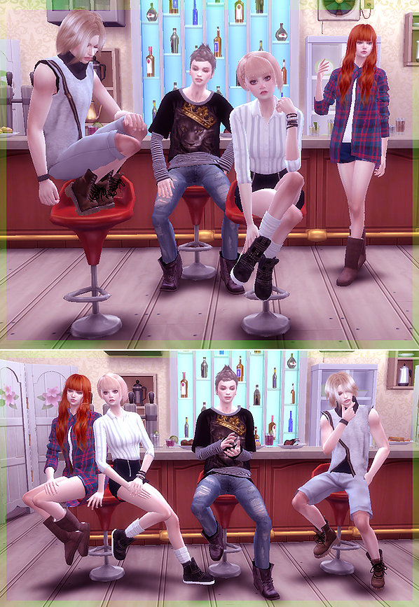 Sims 4 Bar Chair poses at A luckyday