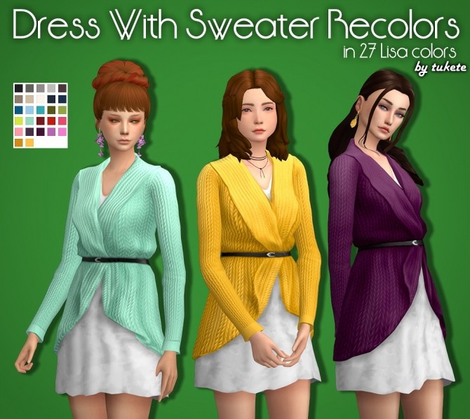 Sims 4 Dress with sweater recolors at Tukete