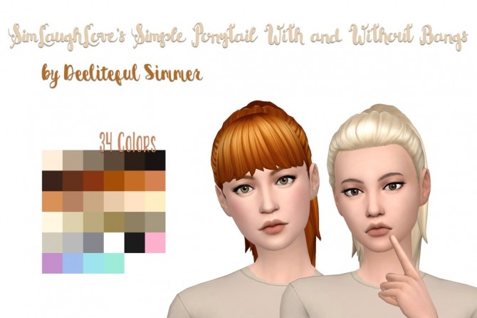 Sims 4 Simlaughlove simple ponytail hair recolor at Deeliteful Simmer