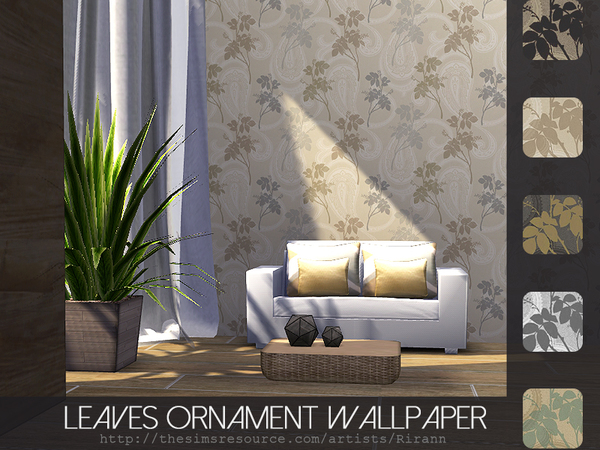 Sims 4 Leaves Ornament Wallpaper by Rirann at TSR