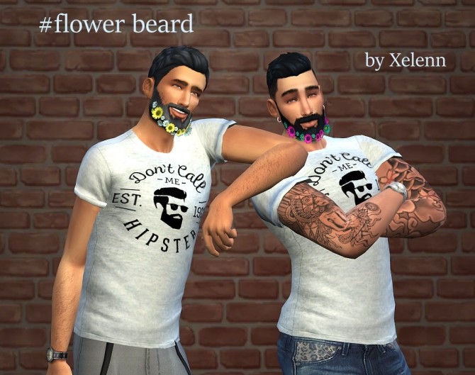 Sims 4 Flower beard, tops and vest at Xelenn