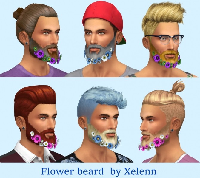 Sims 4 Flower beard, tops and vest at Xelenn