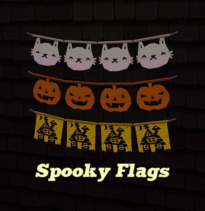 Sims 4 Spooky House, flags and lanterns at 4 Prez Sims4