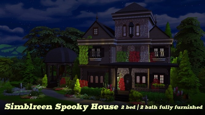 Sims 4 Spooky House, flags and lanterns at 4 Prez Sims4