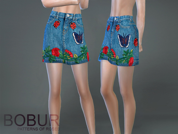 Sims 4 Patterns of roses skirt by Bobur3 at TSR