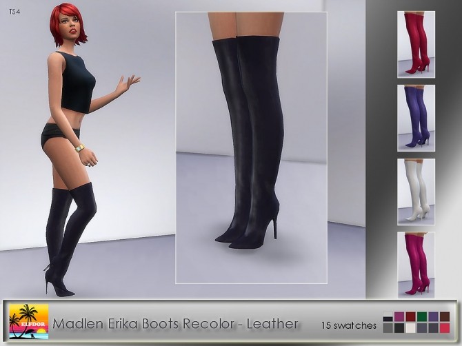 Sims 4 Madlen erika boots recolors at Elfdor Sims