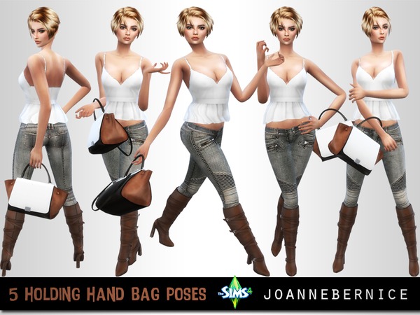 Sims 4 5 Handbag Poses by joannebernice at TSR