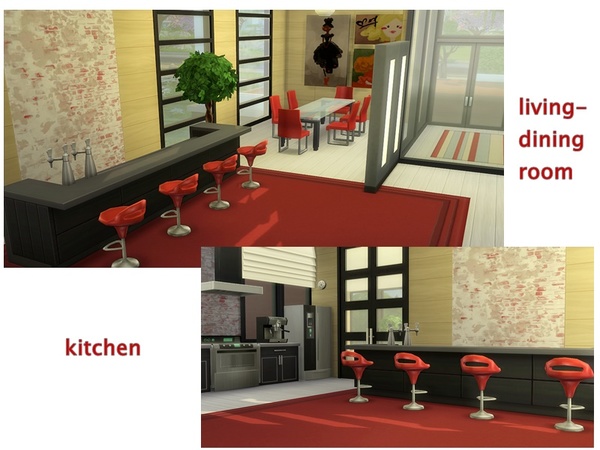 Sims 4 Modern House Red Energy by yvonnee at TSR
