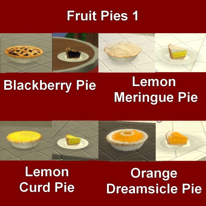 Sims 4 Custom Food Fruit Pies 1 by Leniad at Mod The Sims