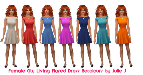 Sims 4 Female City Living Flared Dress Recolours at Julietoon – Julie J