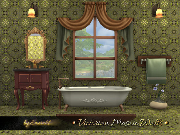 Sims 4 Victorian Mosaic Walls by emerald at TSR