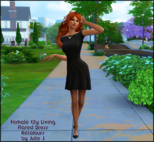 Sims 4 Female City Living Flared Dress Recolours at Julietoon – Julie J
