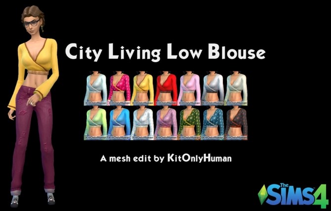 Sims 4 City Living Low Blouse by KitOnlyHuman at SimsWorkshop