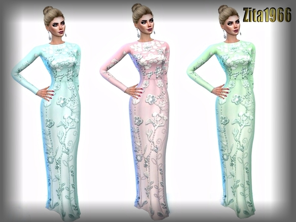 Sims 4 PASTEL ELEGANZA dress by ZitaRossouw at TSR