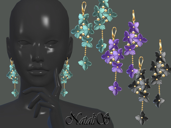 Sims 4 Flower shape gentle drop earrings by NataliS at TSR