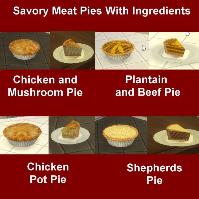 Sims 4 Savory Meat Pies With Ingredients by Leniad at Mod The Sims
