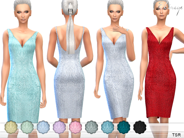 Sims 4 Beaded Silk Dress by ekinege at TSR