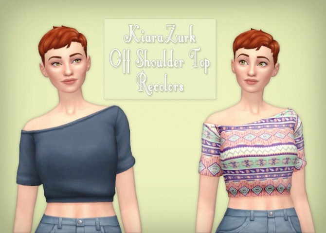 Sims 4 KiaraZurk’s off shoulder top recolors at Simsrocuted