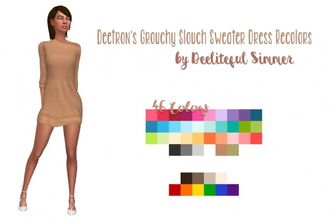 Sims 4 Grouchy Slouch Sweater Dress Recolors at Deeliteful Simmer