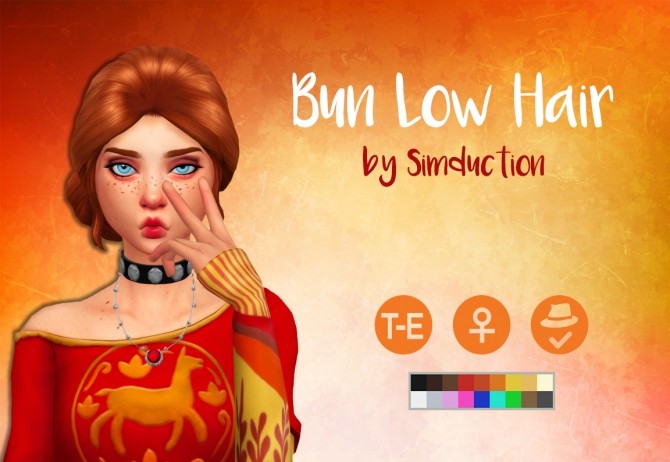 Sims 4 Bun Low Hair at Simduction