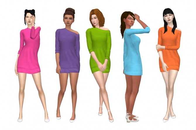 Sims 4 Grouchy Slouch Sweater Dress Recolors at Deeliteful Simmer