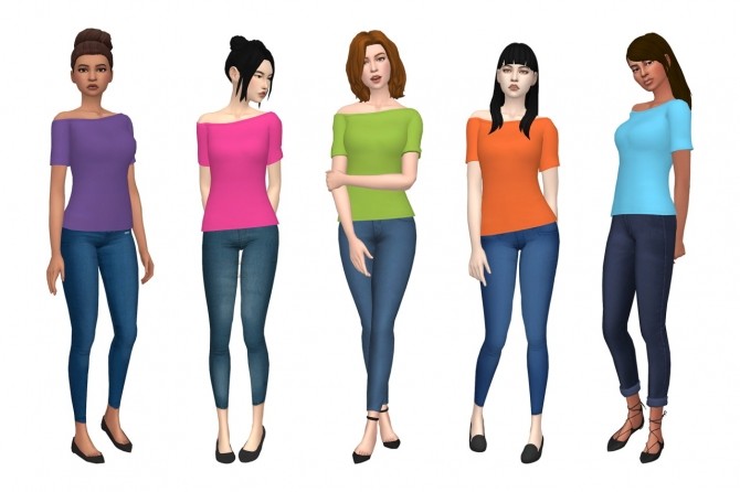 Sims 4 Pixelunivairses off shoulder top recolors at Deeliteful Simmer