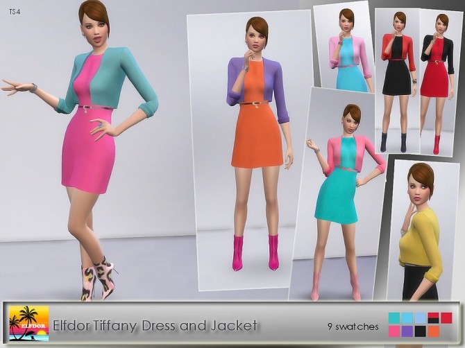 Sims 4 Tiffany set: dress and jacket at Elfdor Sims