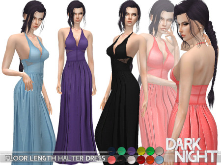 Floor Length Halter Dress by DarkNighTt at TSR » Sims 4 Updates