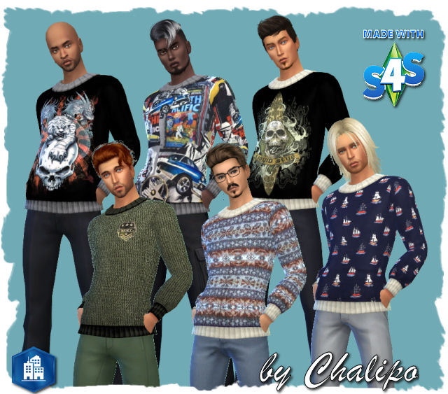 Sims 4 City sweater for males by Chalipo at All 4 Sims
