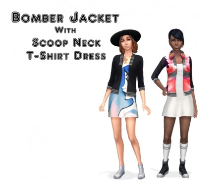 Bomber Jacket With Scoop Neck T-Shirt Dress by VentusMatt at Mod The Sims