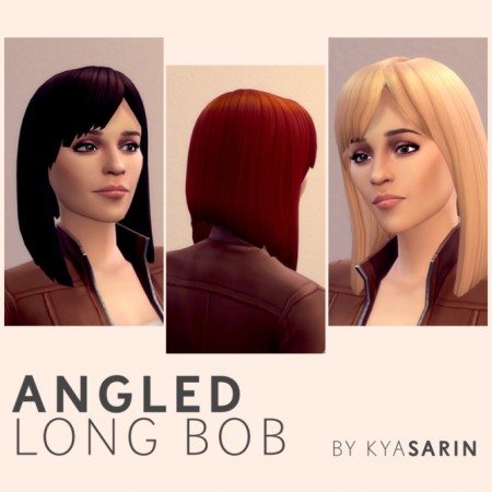 Angled Long Bob Hair by Kya Sarin at Mod The Sims