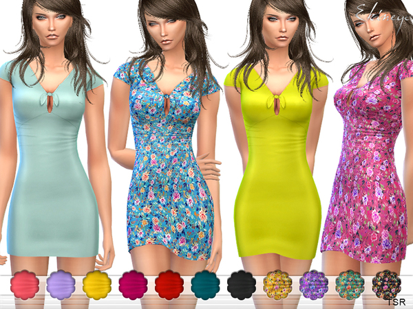 Sims 4 Bow Tie Detail Dress by ekinege at TSR