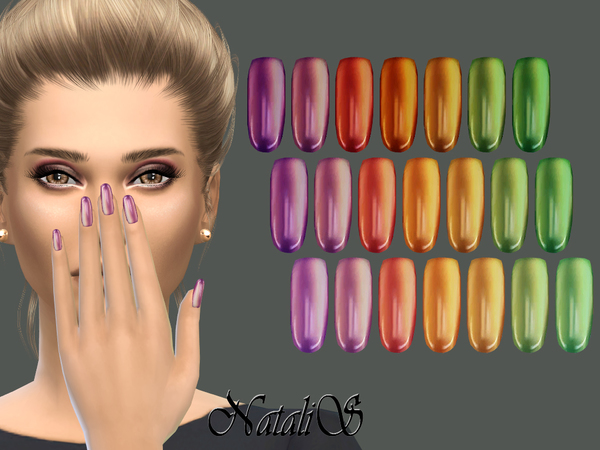 Sims 4 Glossy Multicolor Nail by NataliS at TSR
