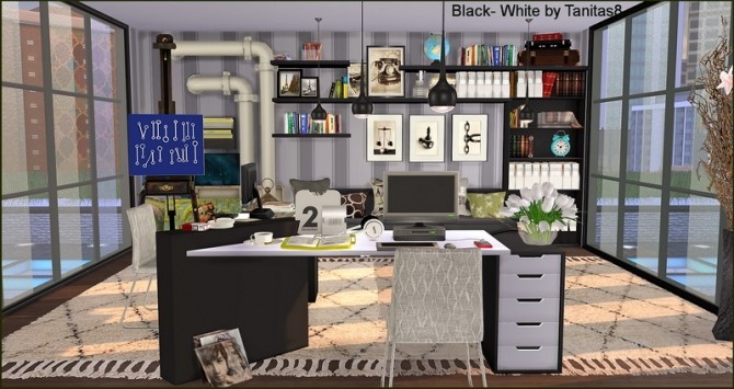 Sims 4 Black White Penthouse at Tanitas8 Sims