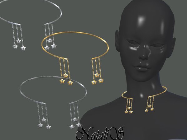 Sims 4 Unlocked choker with chains and stars by NataliS at TSR