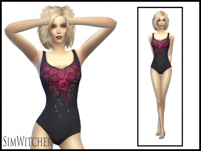 Sims 4 Goth Style Swimwear by Witchbadger at Mod The Sims