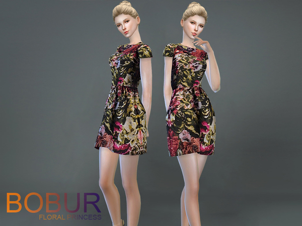 Sims 4 Floral Princess dress by Bobur3 at TSR