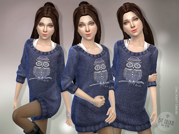 Sims 4 Owl Knitt Dress by lillka at TSR