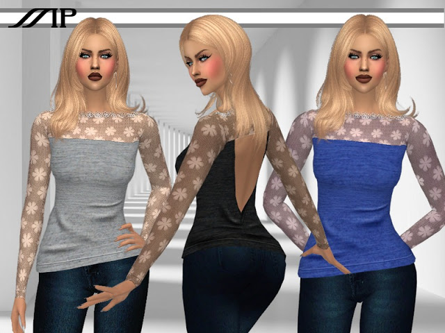 Sims 4 MP Lace Splicing Floral Blouse at BTB Sims – MartyP