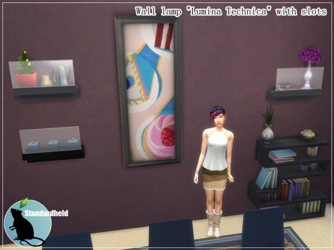 Sims 4 Lumina Technica wall lamp with slots by Standardheld at SimsWorkshop