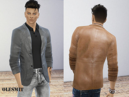 Male leather blazer at OleSims » Sims 4 Updates
