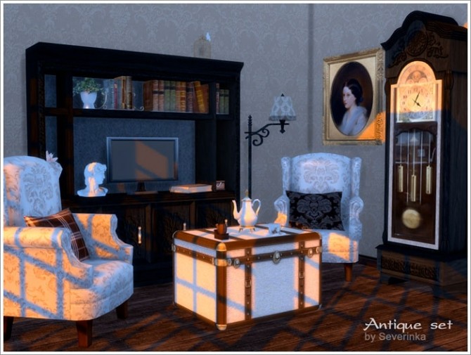 Sims 4 Antique set old English style at Sims by Severinka